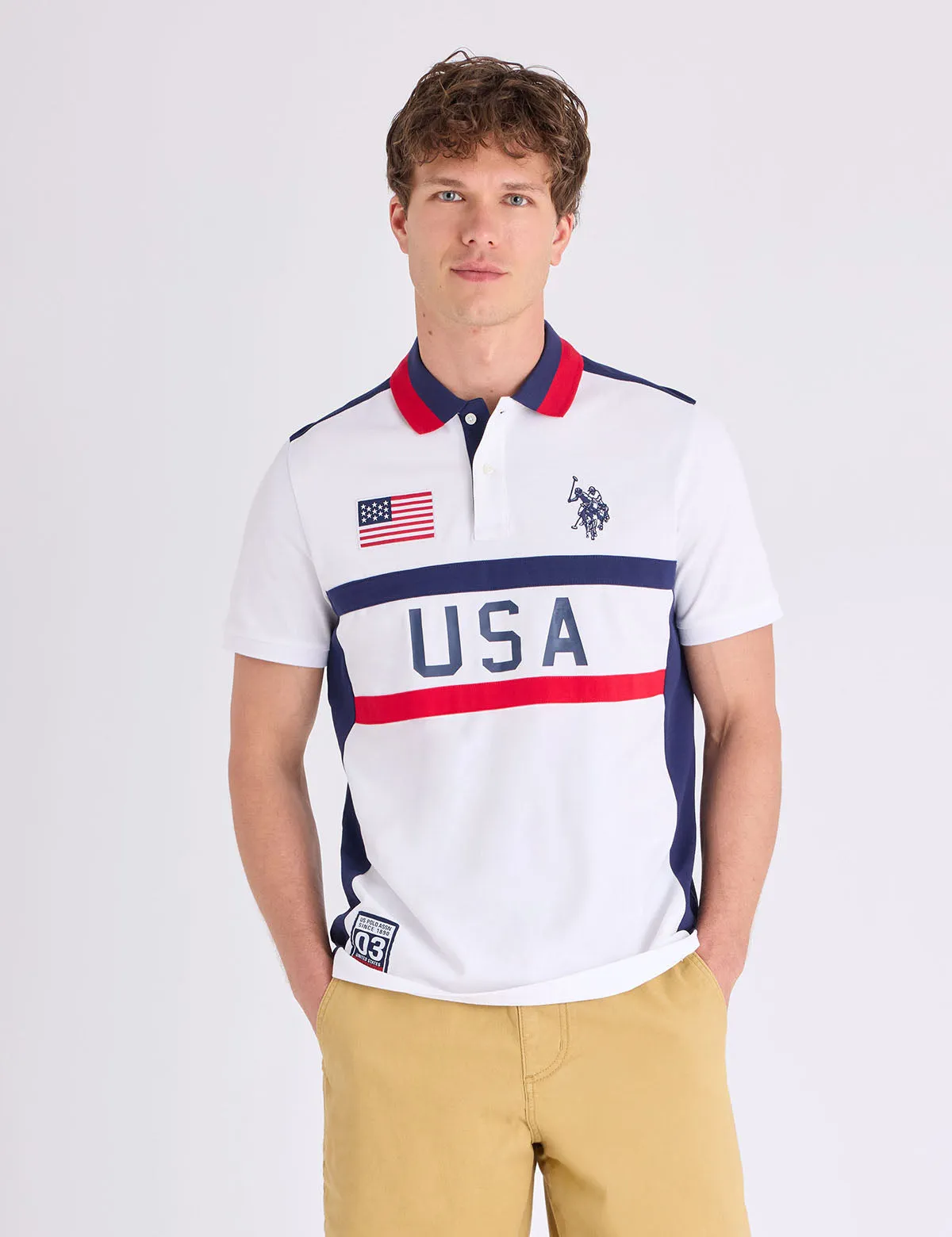 COLORBLOCK AMERICANA APPLIQUE PIQUE POLO SHIRT sold by U.S. Polo Assn.