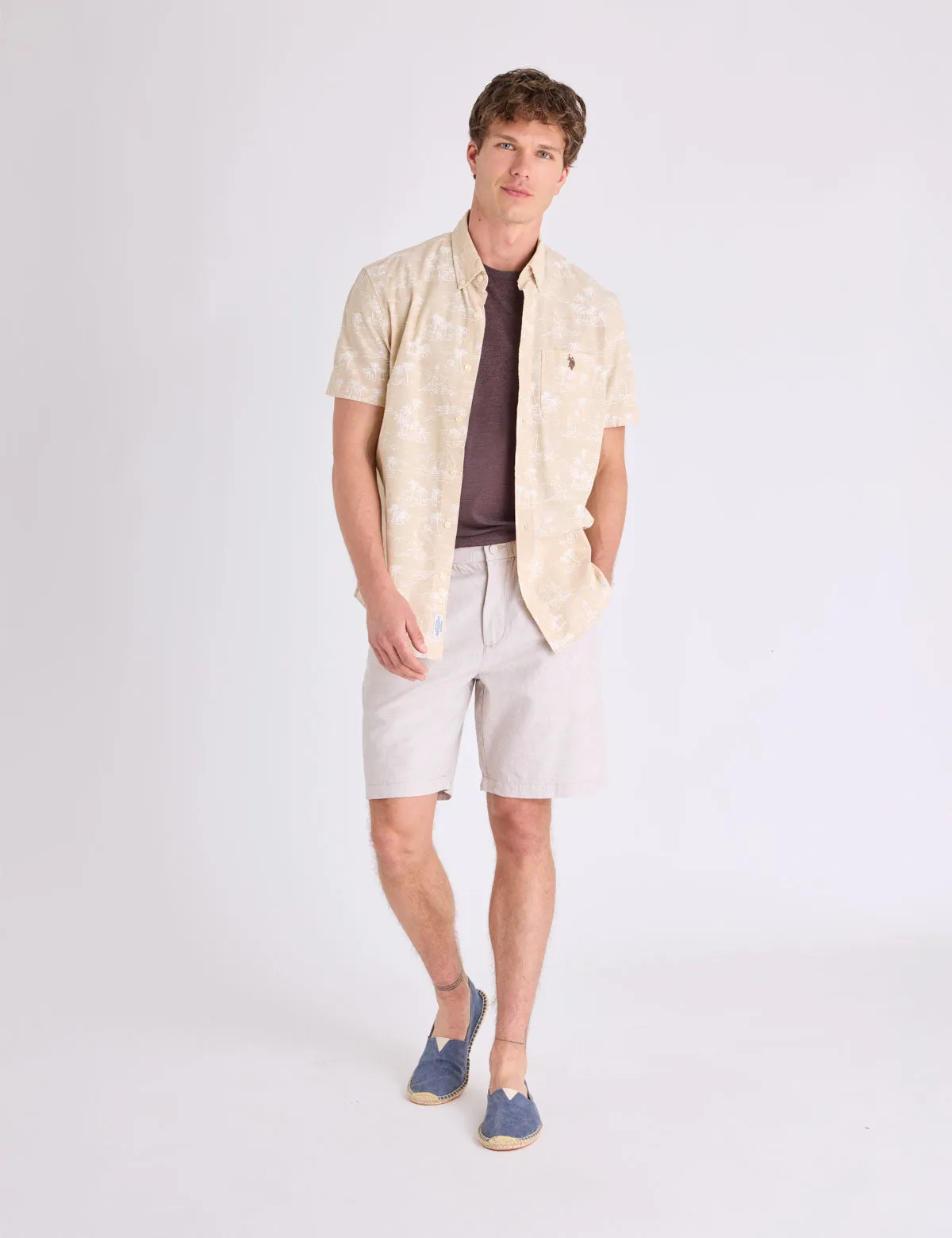9" COMFORT WAIST LINEN SHORTS sold by U.S. Polo Assn. product image thumbnail 2