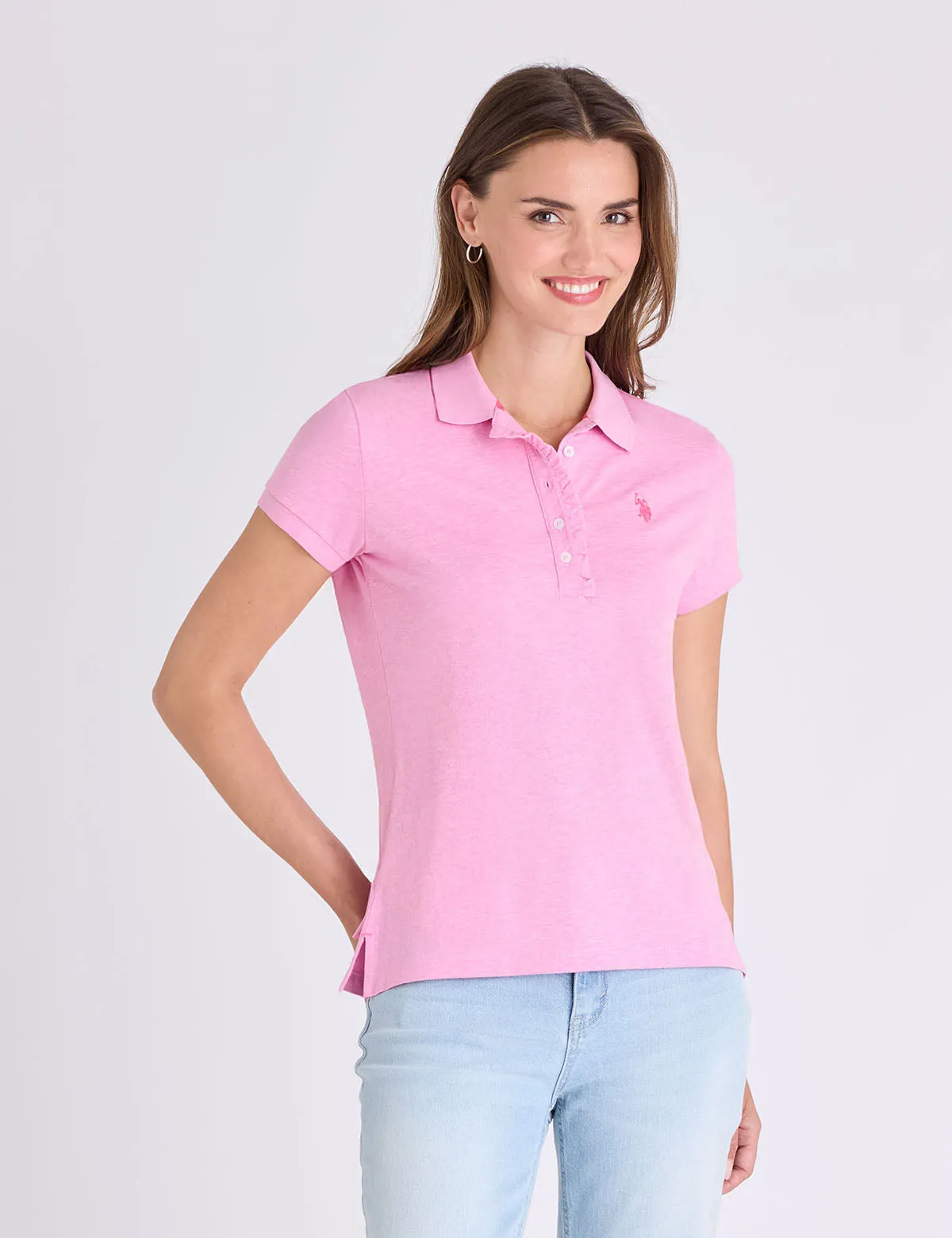 RUFFLE TRIM SLUB JERSEY POLO SHIRT sold by U.S. Polo Assn. product image thumbnail 2
