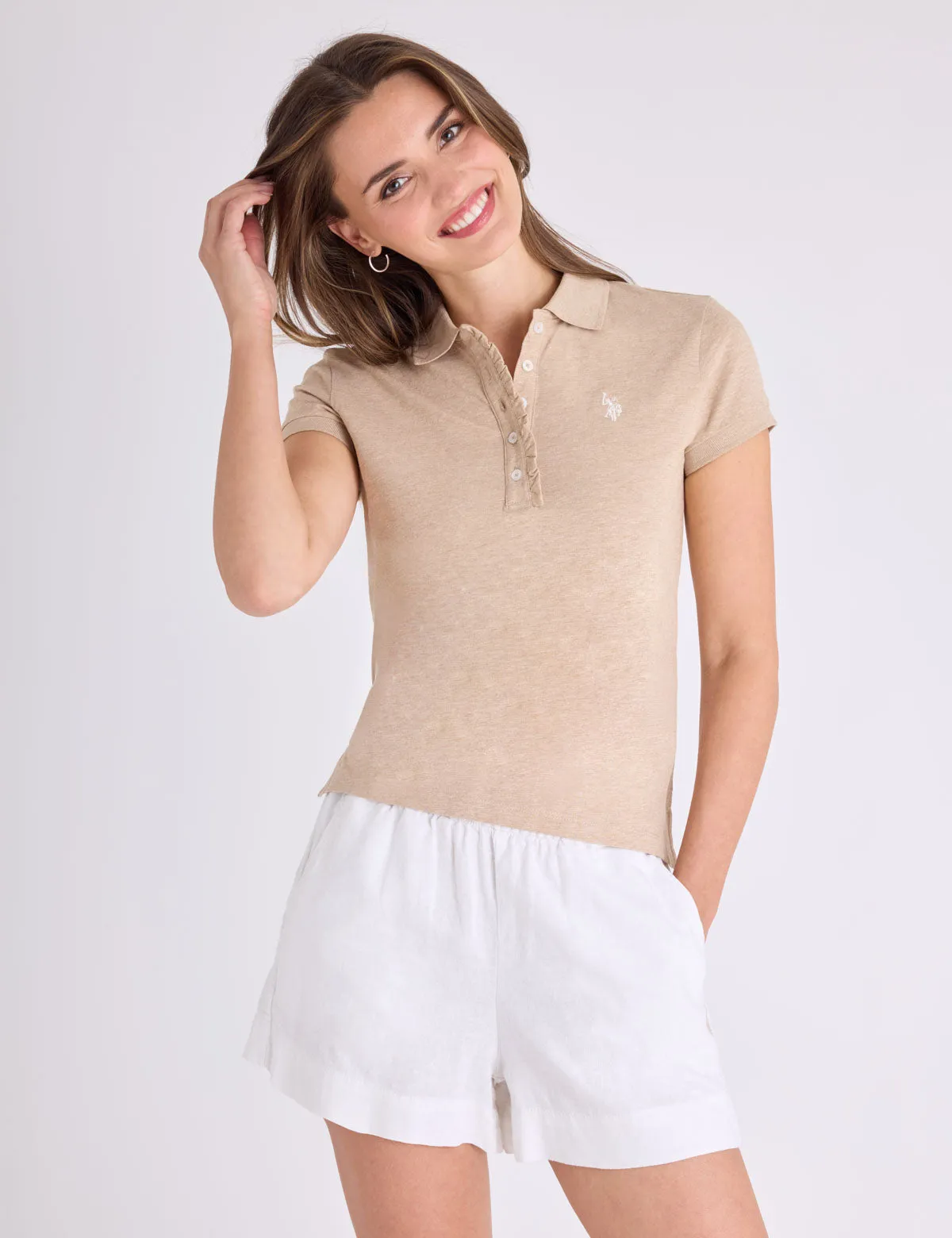 RUFFLE TRIM SLUB JERSEY POLO SHIRT sold by U.S. Polo Assn. product image thumbnail 5