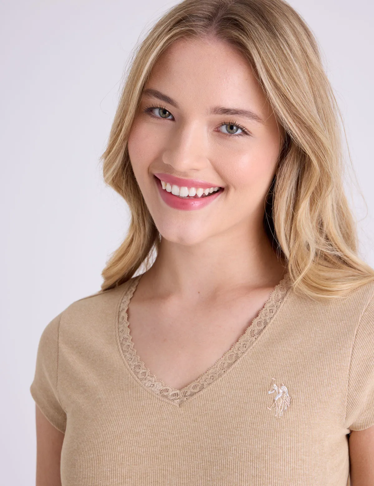 V-NECK LACE TRIM RIB T-SHIRT sold by U.S. Polo Assn. product image thumbnail 5