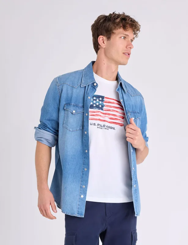 USA FLAG GRAPHIC PRINT T-SHIRT made by U.S. Polo Assn.