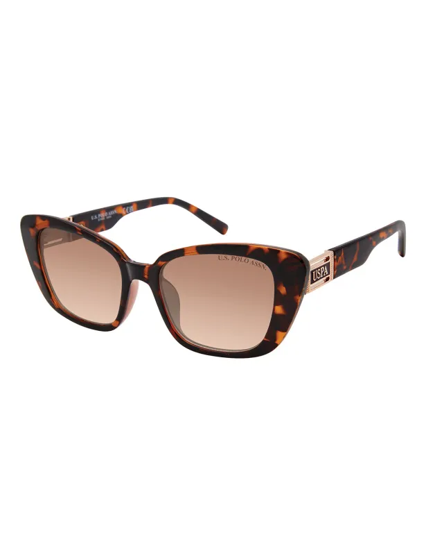MEDALLION CAT-EYE TORTOISE SUNGLASSES made by U.S. Polo Assn.