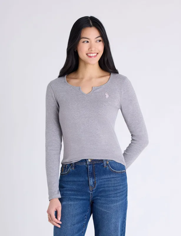NOTCH NECK LONG SLEEVE T-SHIRT made by U.S. Polo Assn.