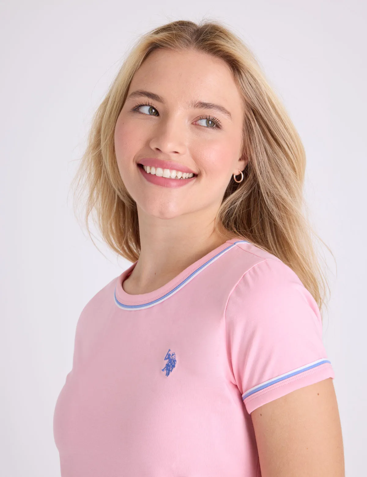 SEMI SCOOP DOUBLE NECK TRIM T-SHIRT sold by U.S. Polo Assn. product image thumbnail 3