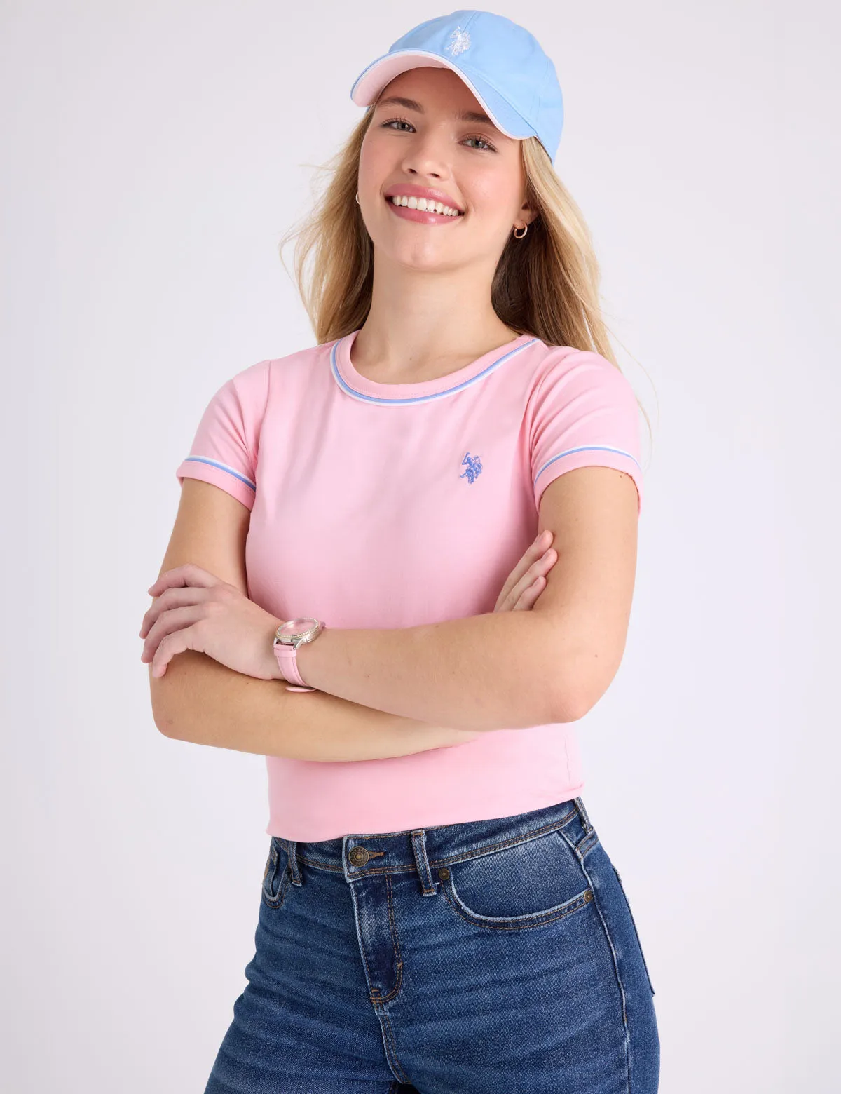 SEMI SCOOP DOUBLE NECK TRIM T-SHIRT sold by U.S. Polo Assn. product image thumbnail 2