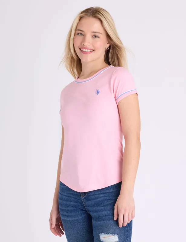 SEMI SCOOP DOUBLE NECK TRIM T-SHIRT made by U.S. Polo Assn.