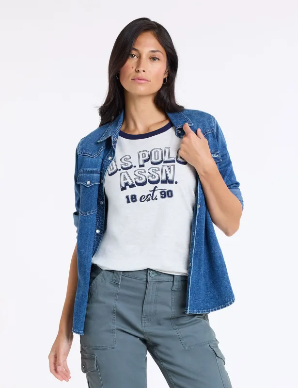 STACKED RHINESTONE WORDMARK T-SHIRT made by U.S. Polo Assn.