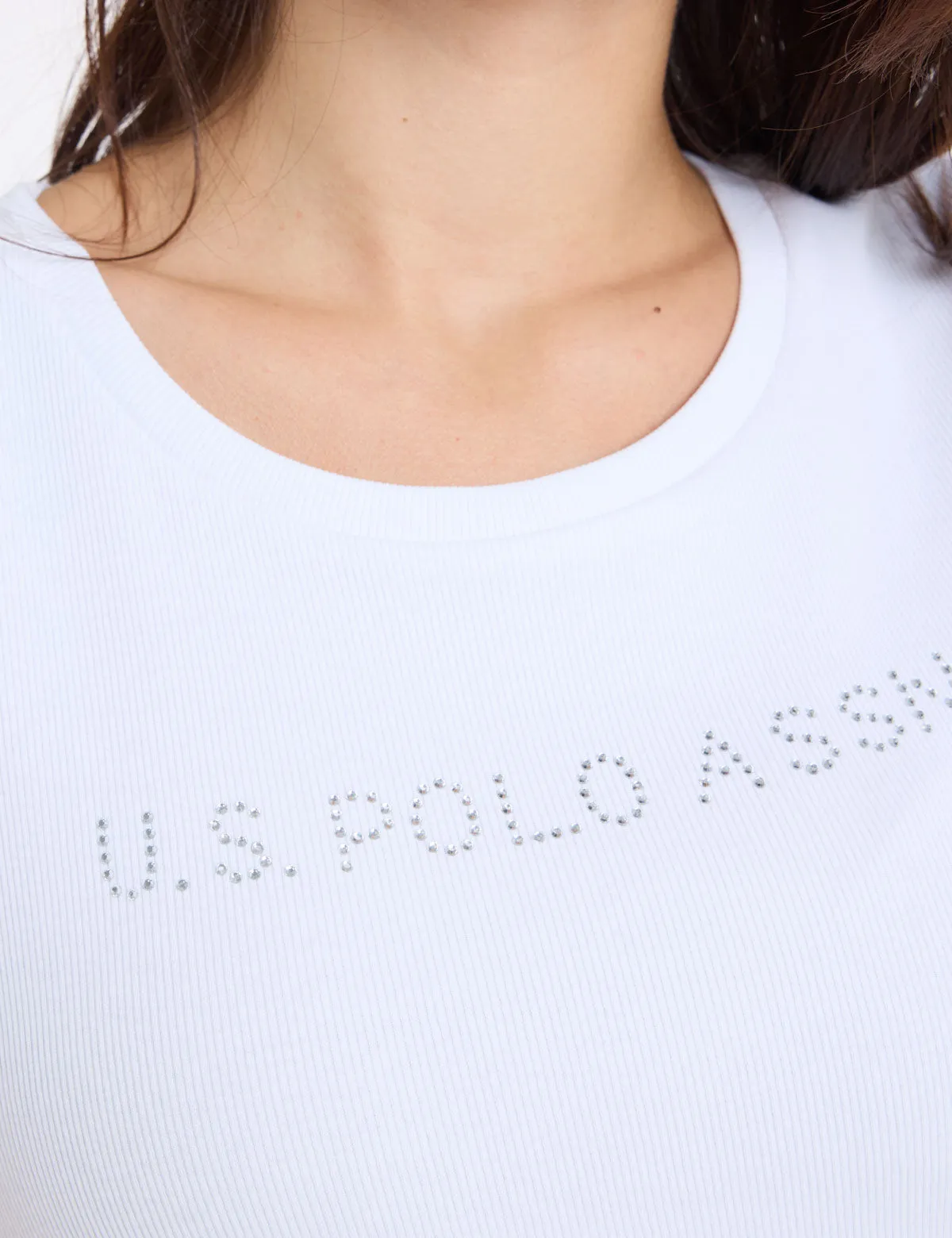 RHINESTONE WORDMARK SEMI SCOOP T-SHIRT sold by U.S. Polo Assn. product image thumbnail 5