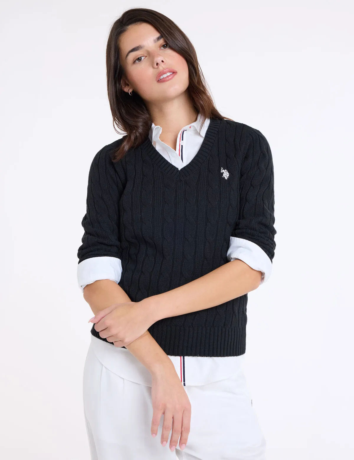 CABLE V-NECK SWEATER sold by U.S. Polo Assn. product image thumbnail 4