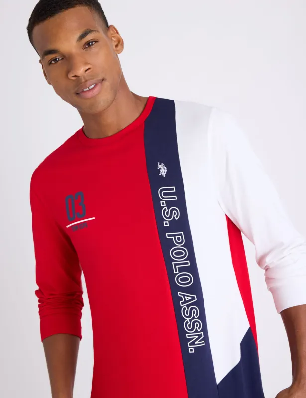 COLORBLOCK VERTICAL WORDMARK LONG SLEEVE T-SHIRT made by U.S. Polo Assn.