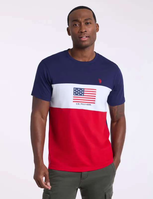 TRI COLORBLOCK FLAG JERSEY T-SHIRT made by U.S. Polo Assn.