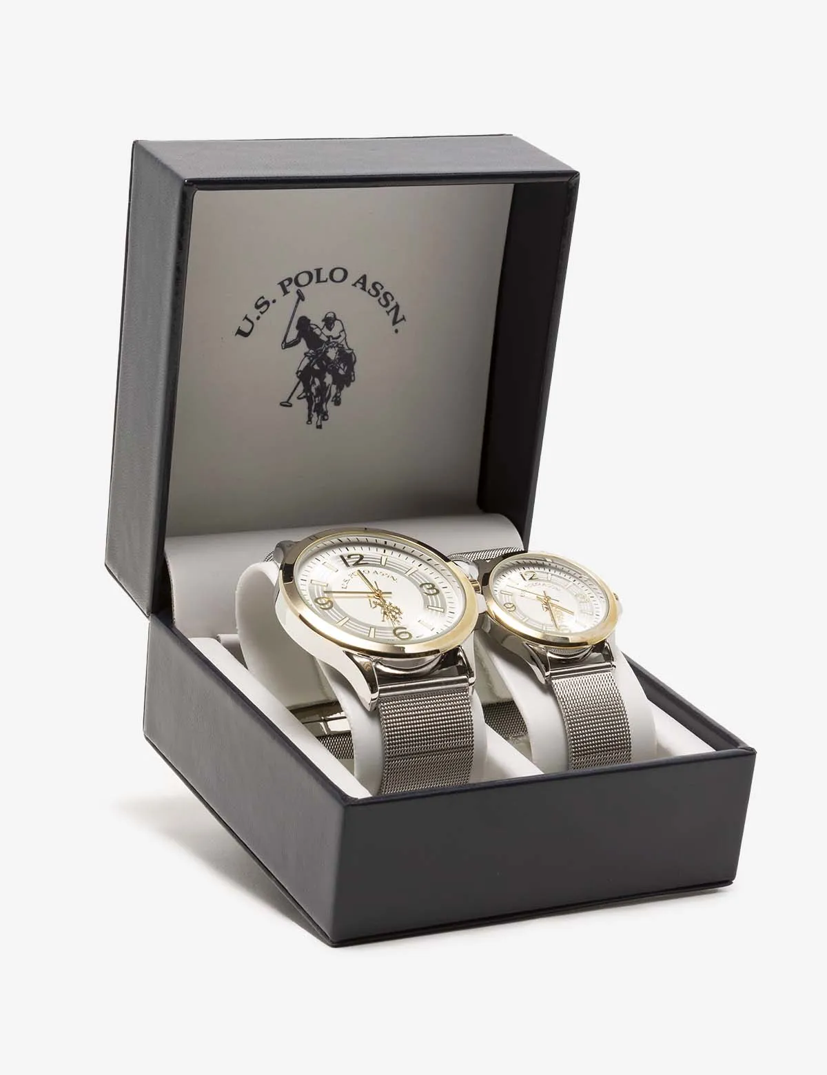 HIS AND HERS SILVER MESH STRAP WATCH SET sold by U.S. Polo Assn. product image thumbnail 2