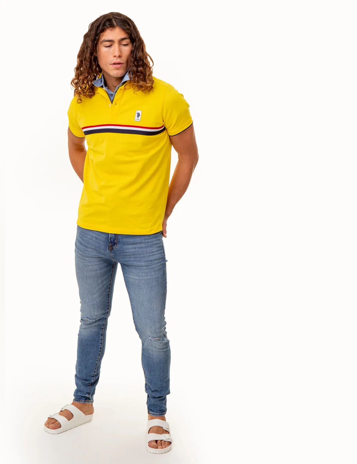 PIECED SIGNATURE STRIPE PIQUE POLO SHIRT sold by U.S. Polo Assn. product image thumbnail 2