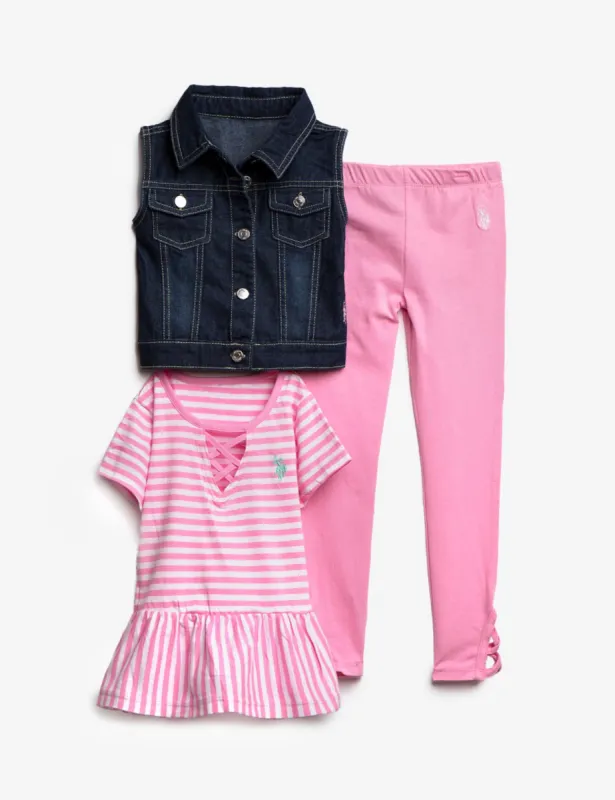 GIRLS 3 PIECE SET: VEST, TEE & LEGGINGS sold by U.S. Polo Assn.