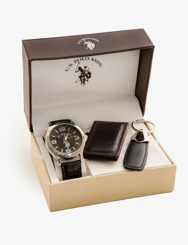 MEN'S WATCH, KEY CHAIN, AND MONEY CLIP SET sold by U.S. Polo Assn.