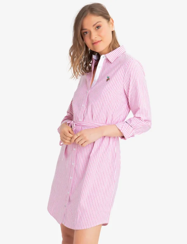 STRIPED MULTI-COLORED LOGO OXFORD DRESS sold by U.S. Polo Assn.