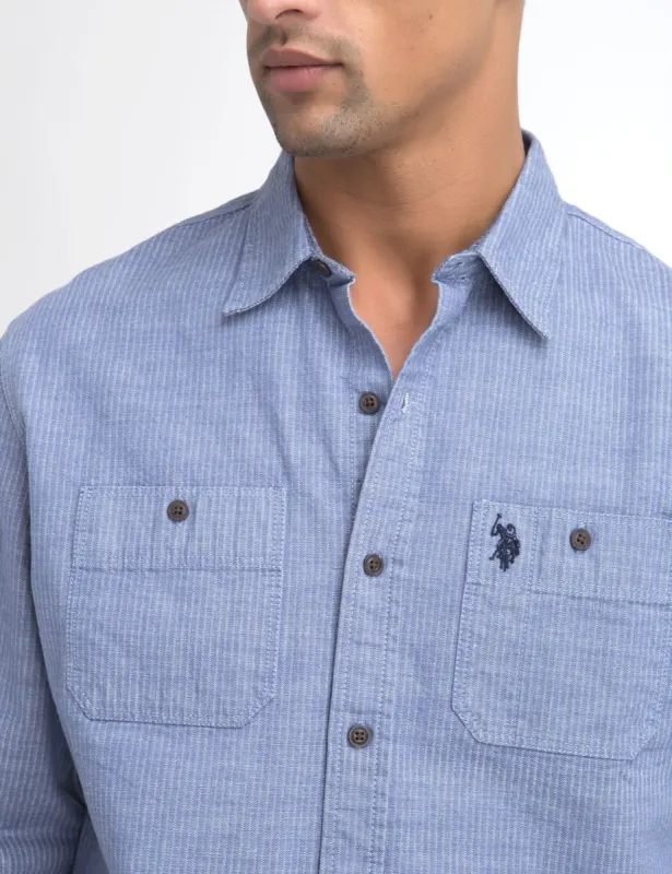 CLASSIC FIT TWO POCKET STRIPE SLUB SHIRT IN CANVAS sold by U.S. Polo Assn.