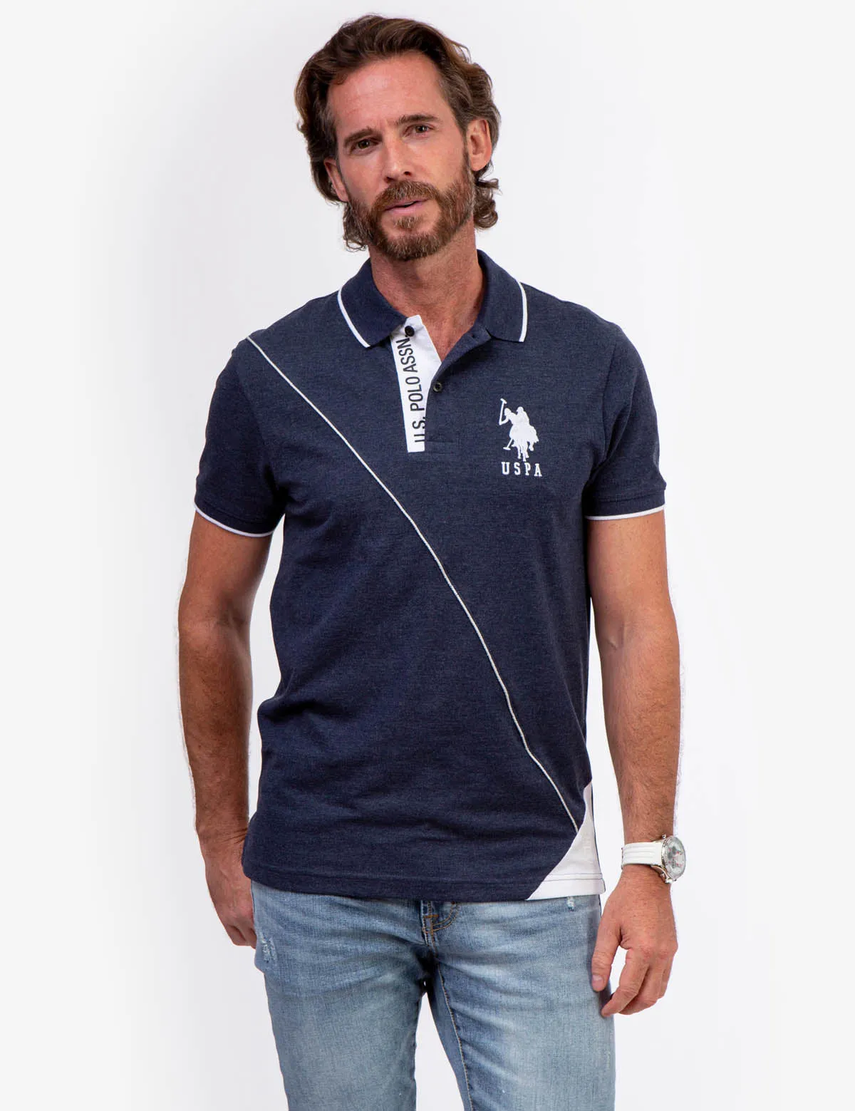 SLIM FIT COLORBLOCK PIQUE POLO SHIRT sold by U.S. Polo Assn.