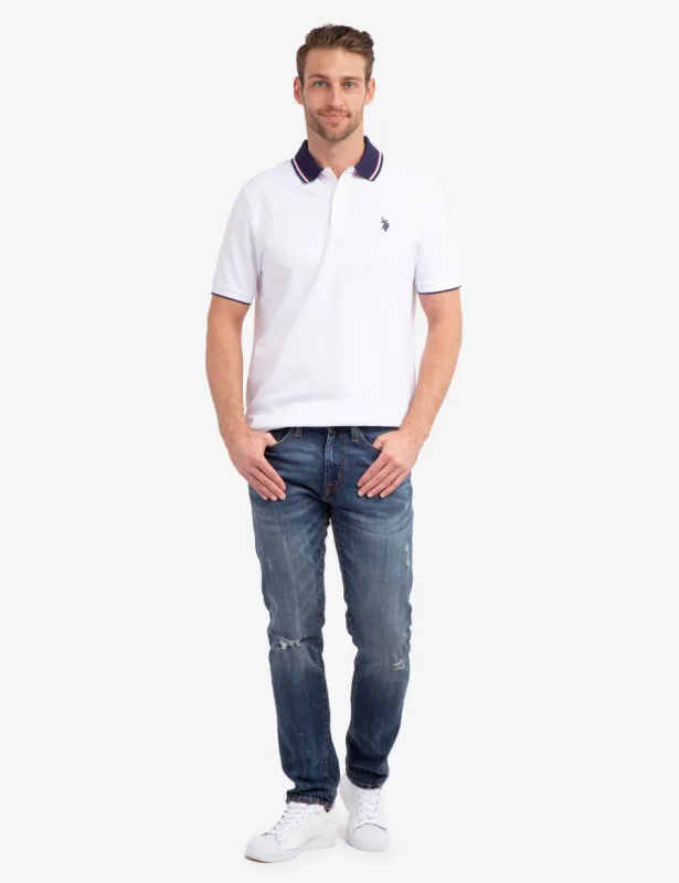 SIGNATURE STRIPE COLLAR PIQUE POLO SHIRT sold by U.S. Polo Assn.