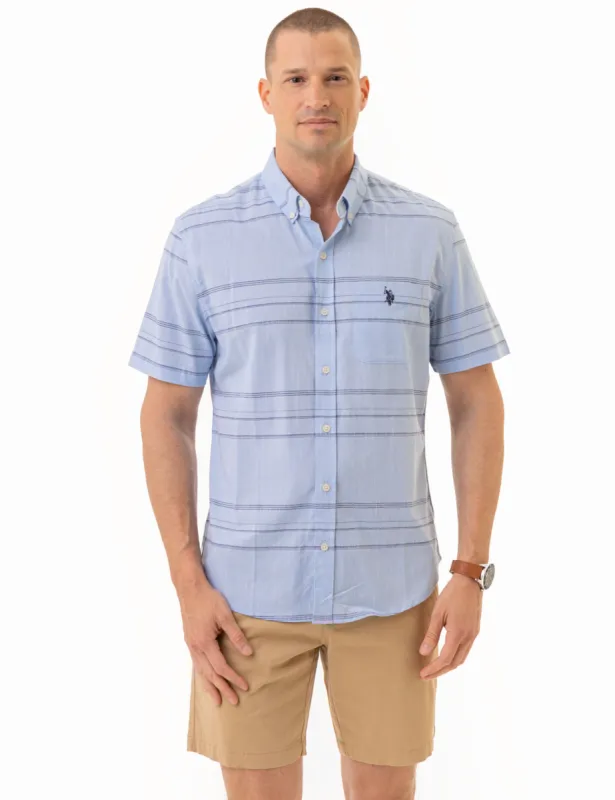 HORIZONTAL STRIPE SHORT SLEEVE WOVEN SHIRT sold by U.S. Polo Assn.