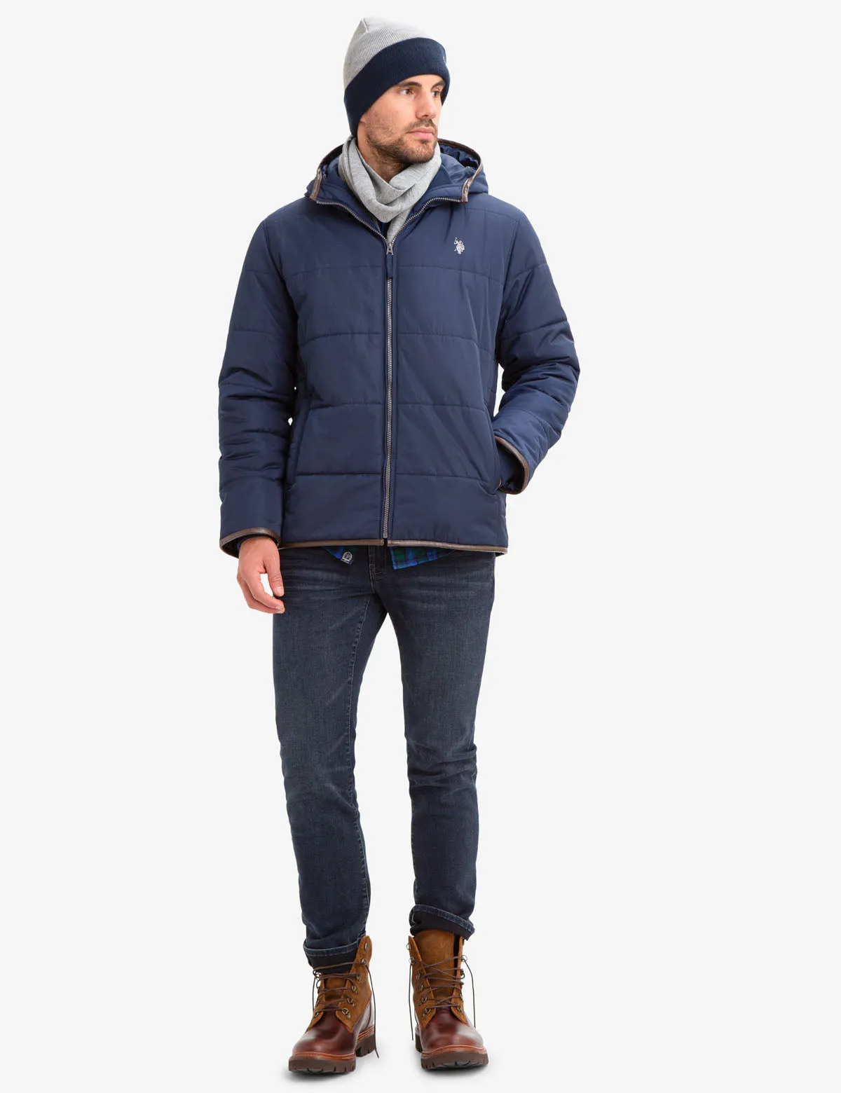 LEATHER TRIM FLEECE LINED PUFFER COAT sold by U.S. Polo Assn. product image thumbnail 2