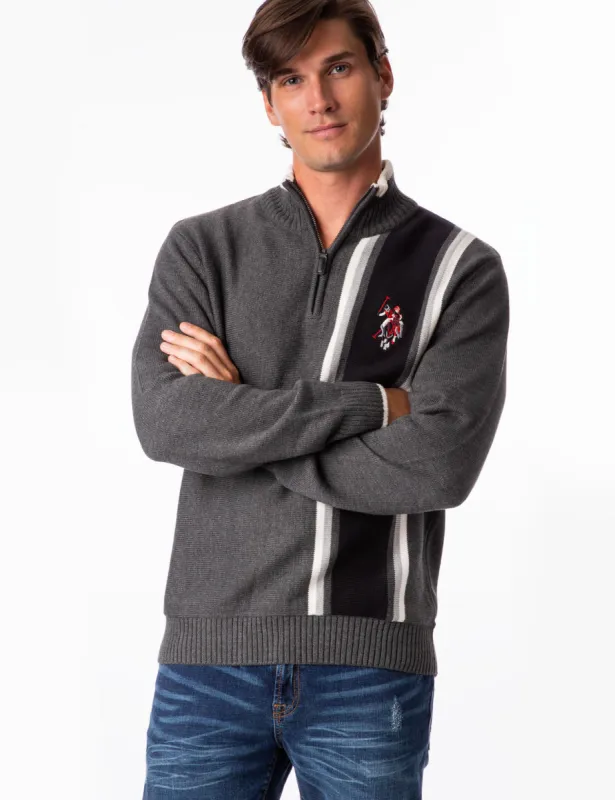 VERTICAL STRIPE 1/4 ZIP SWEATER sold by U.S. Polo Assn.