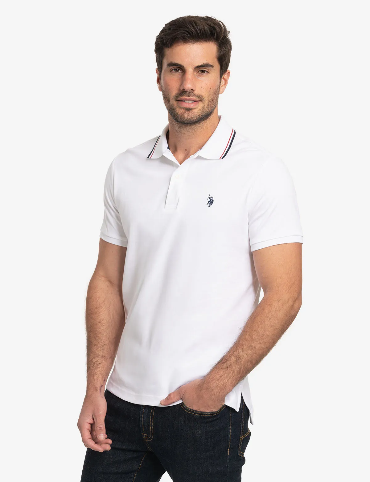 SLIM FIT TIPPED INTERLOCK POLO SHIRT sold by U.S. Polo Assn.
