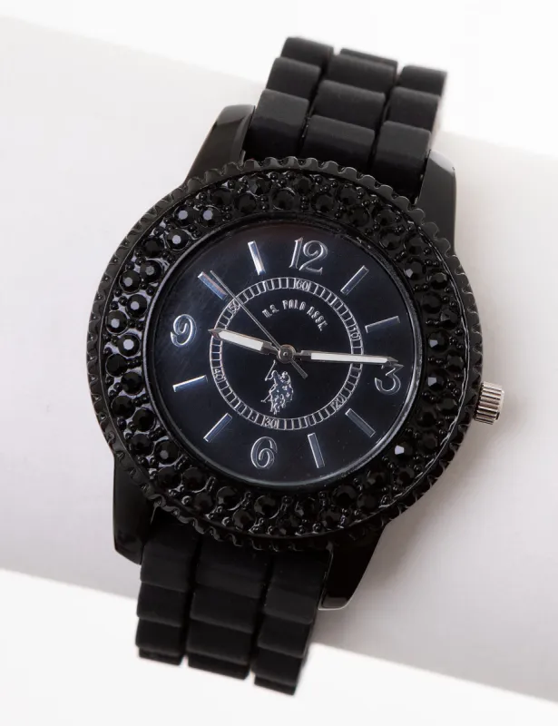 WOMEN'S BLACK EMBELLISHED ANALOG DIAL WATCH sold by U.S. Polo Assn.