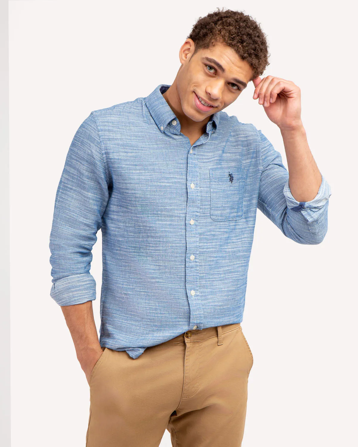 HORIZONTAL STRIPE SLUB WOVEN SHIRT sold by U.S. Polo Assn. product image thumbnail 5