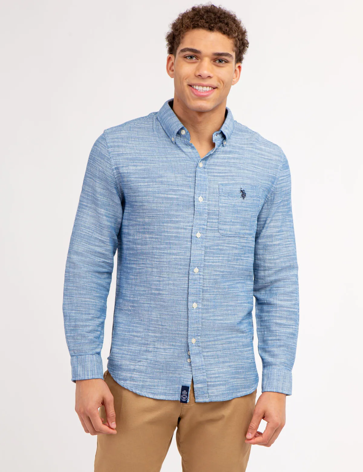 HORIZONTAL STRIPE SLUB WOVEN SHIRT sold by U.S. Polo Assn.