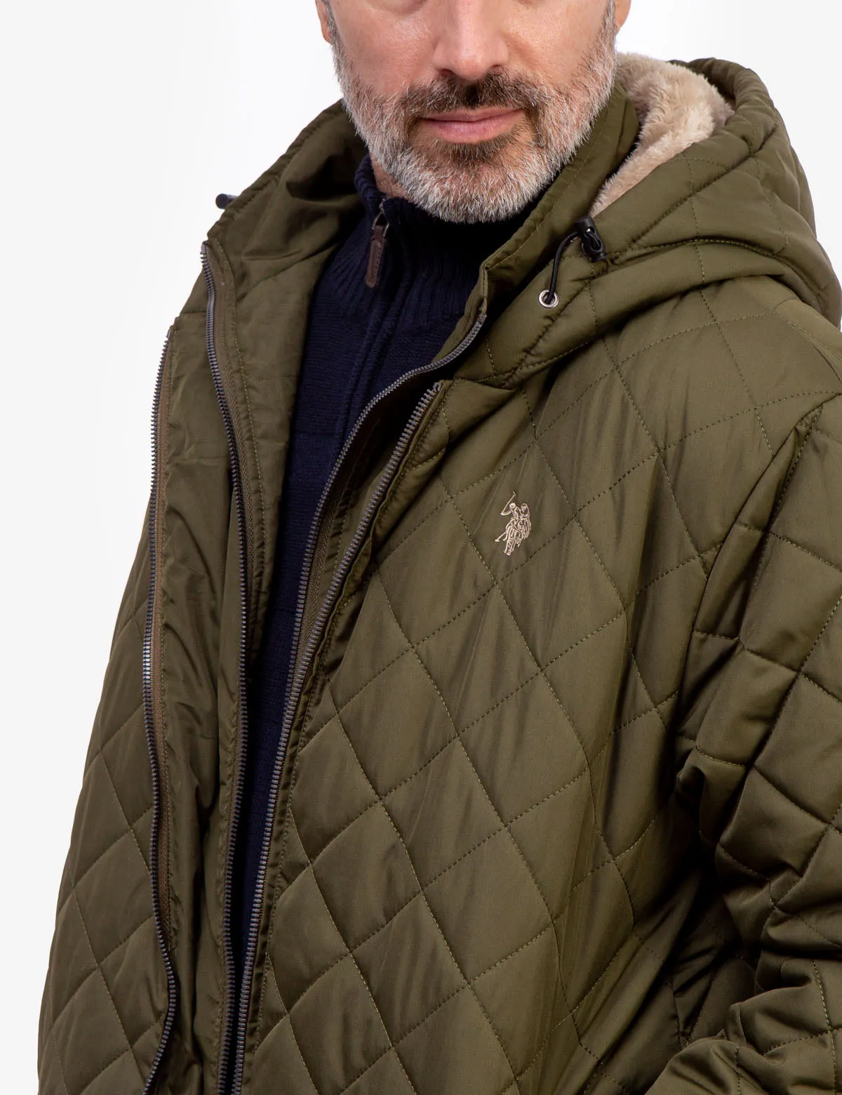 DIAMOND QUILTED HOODED JACKET WITH SHERPA sold by U.S. Polo Assn. product image thumbnail 2