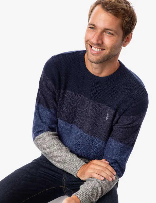 TEXTURED STRIPE CREW NECK SWEATER sold by U.S. Polo Assn.
