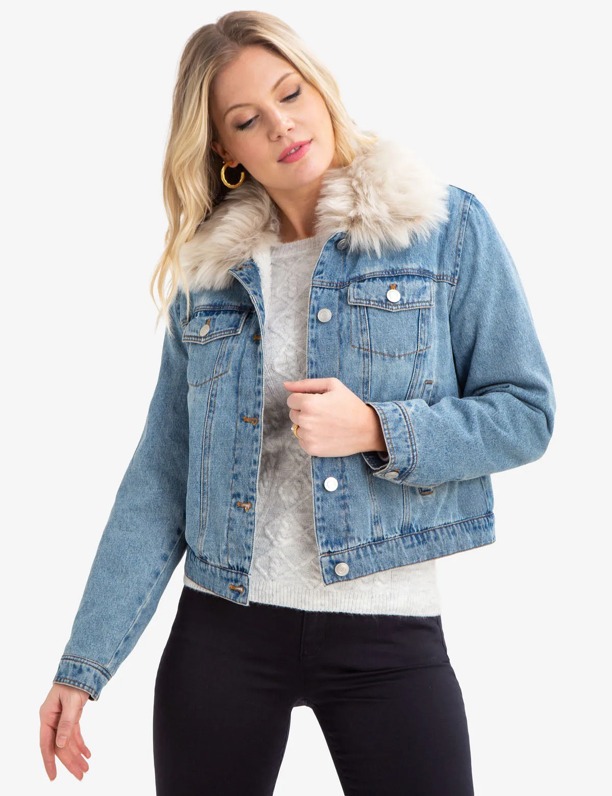 DENIM JACKET WITH FUR COLLAR sold by U.S. Polo Assn.