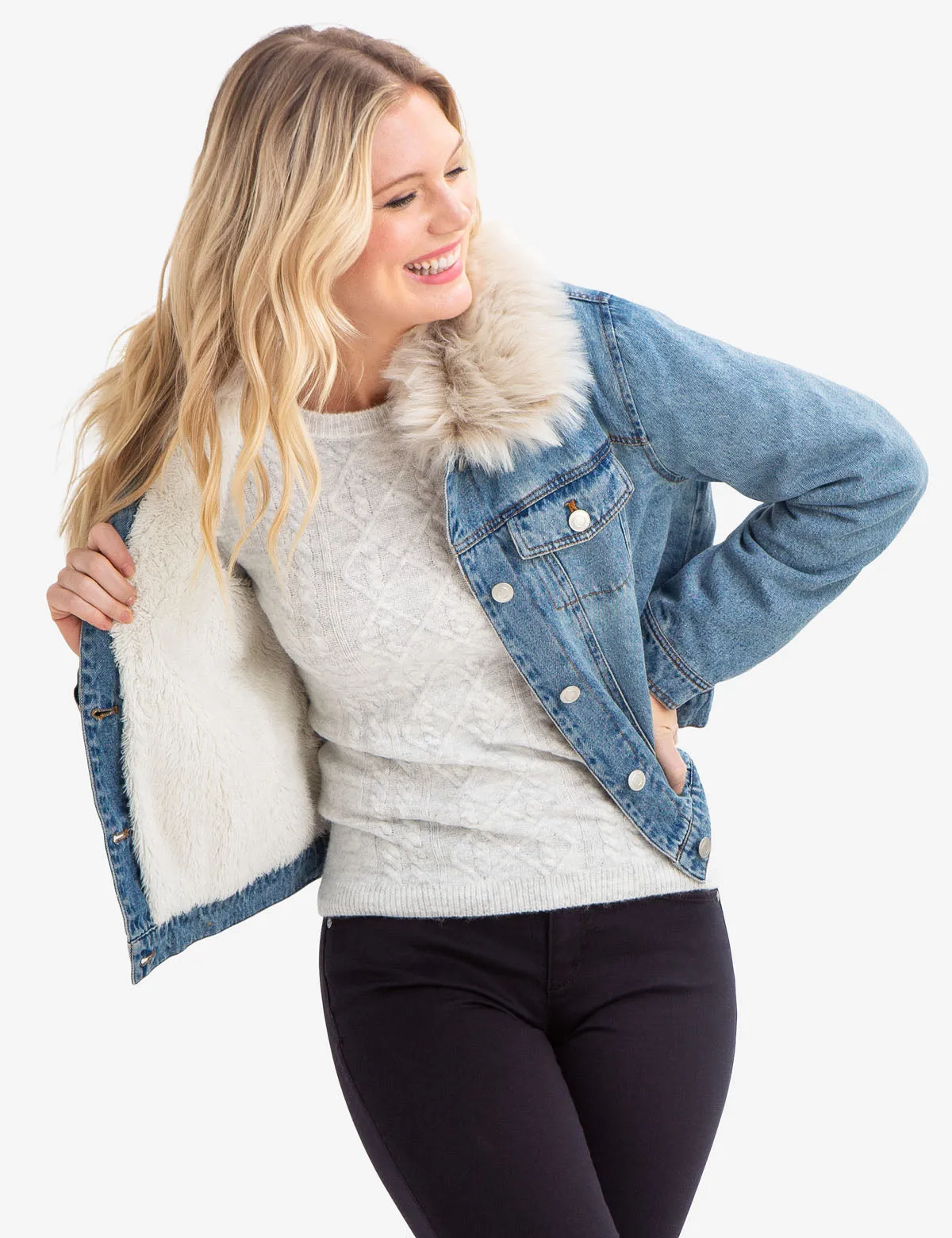 DENIM JACKET WITH FUR COLLAR sold by U.S. Polo Assn. product image thumbnail 3