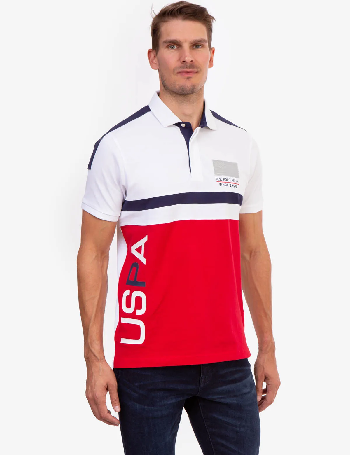 USPA COLORBLOCK SIDE LOGO POLO SHIRT sold by U.S. Polo Assn.