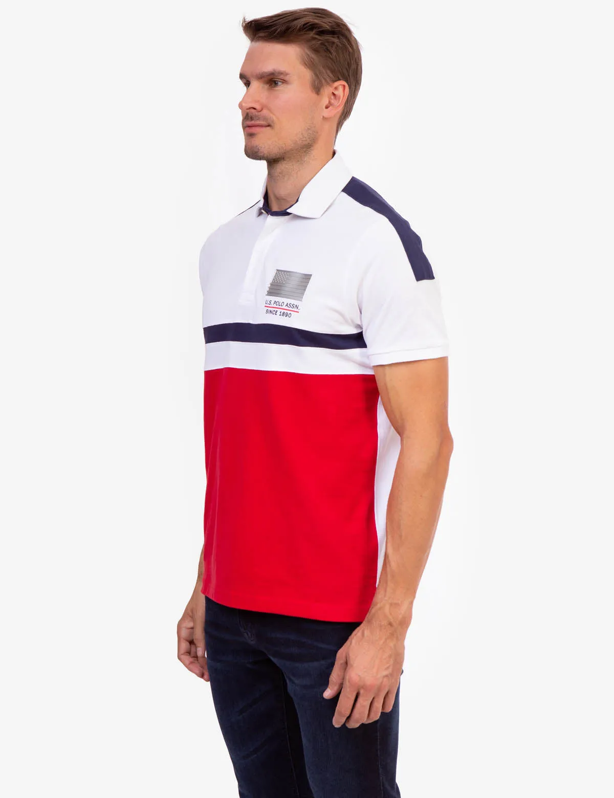 USPA COLORBLOCK SIDE LOGO POLO SHIRT sold by U.S. Polo Assn. product image thumbnail 3