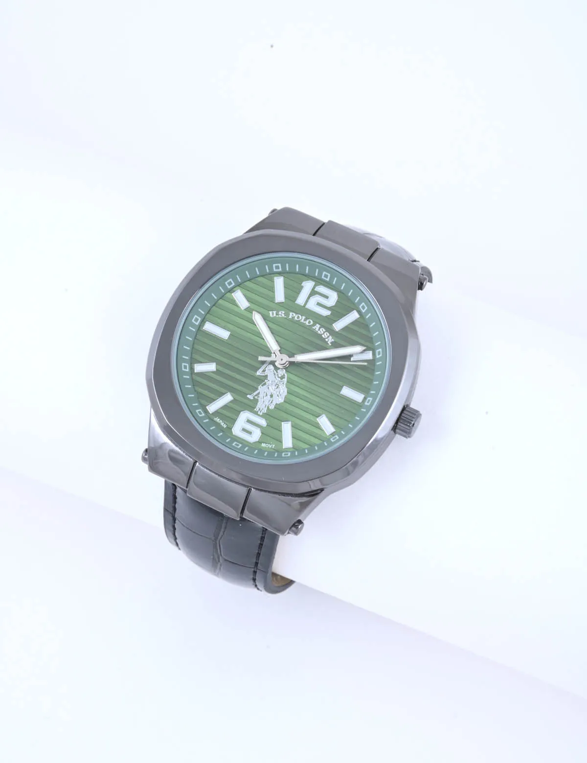MEN'S BLACK STRAP WITH GREEN DIAL ANALOG WATCH sold by U.S. Polo Assn.