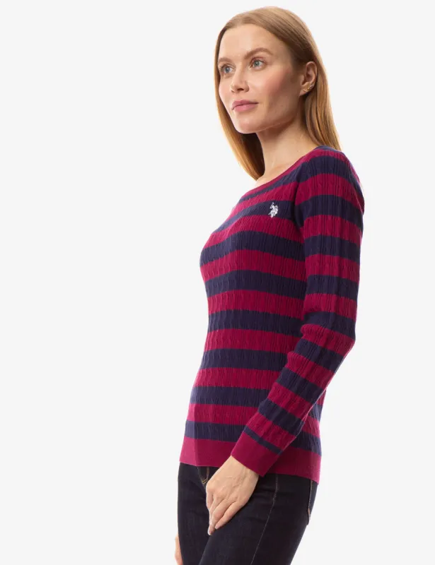 STRIPED CABLE KNIT SWEATER sold by U.S. Polo Assn.