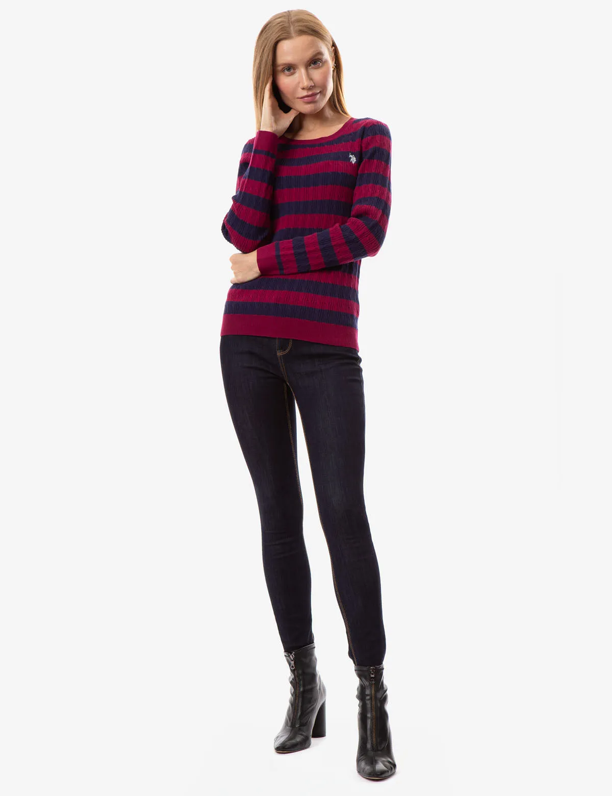 STRIPED CABLE KNIT SWEATER sold by U.S. Polo Assn. product image thumbnail 2