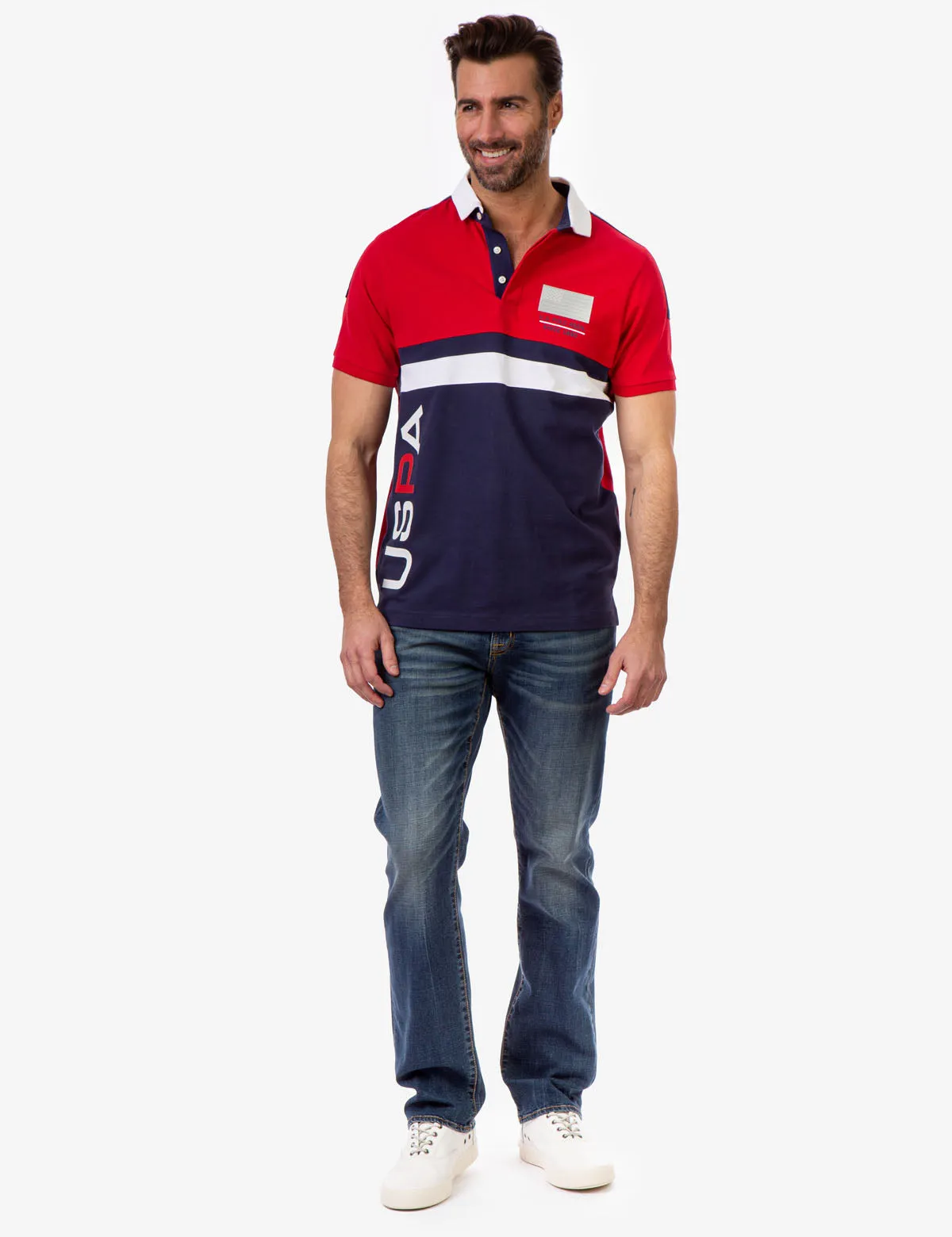 USPA COLORBLOCK SIDE LOGO POLO SHIRT sold by U.S. Polo Assn.