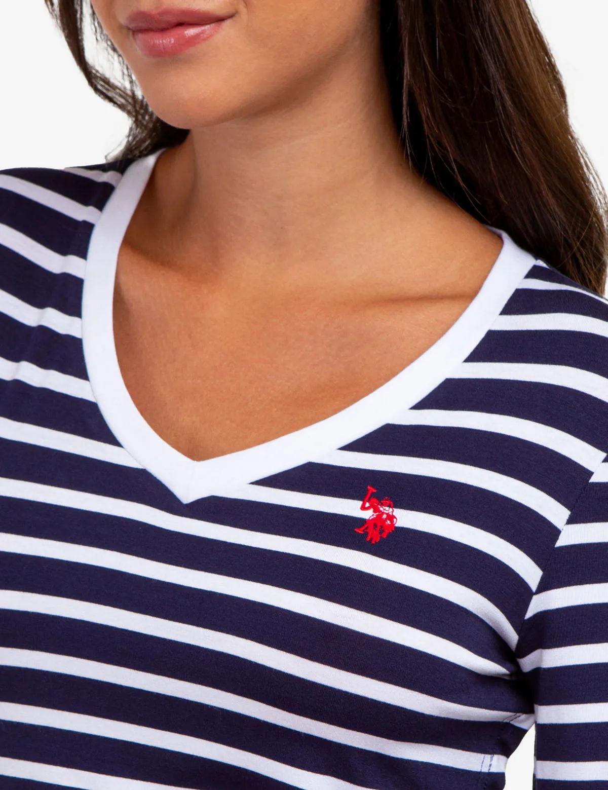 LONG SLEEVE STRIPE V-NECK TOP sold by U.S. Polo Assn. product image thumbnail 4