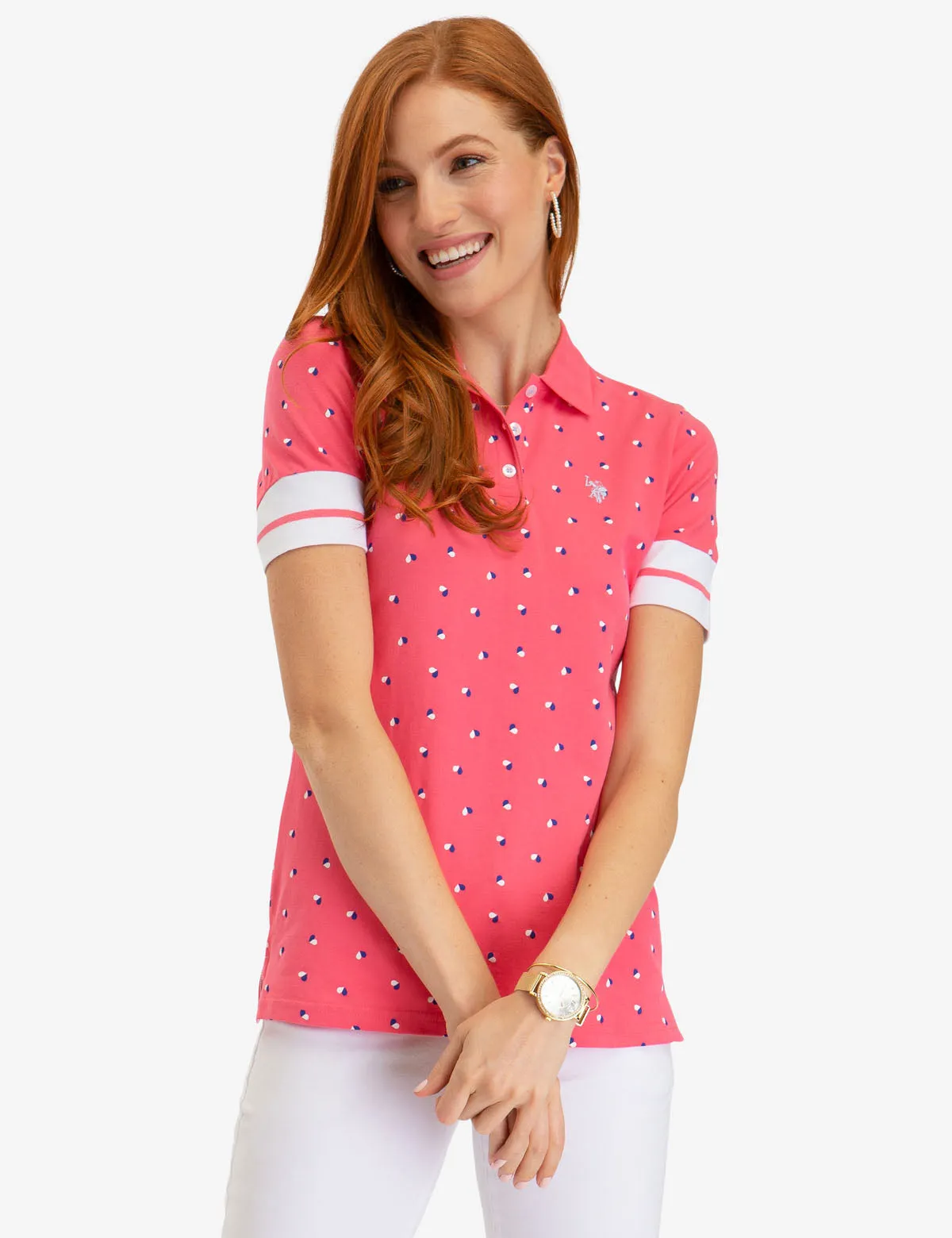 FLORAL PRINT RIB SLEEVE POLO SHIRT sold by U.S. Polo Assn. product image thumbnail 5
