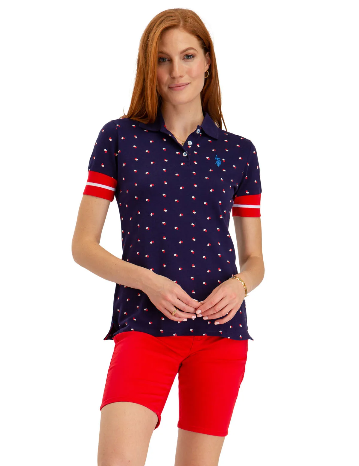 FLORAL PRINT RIB SLEEVE POLO SHIRT sold by U.S. Polo Assn.