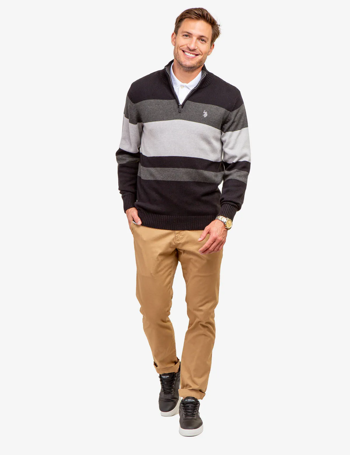 ENGINEER STRIPE 1/4 ZIP SWEATER sold by U.S. Polo Assn. product image thumbnail 2
