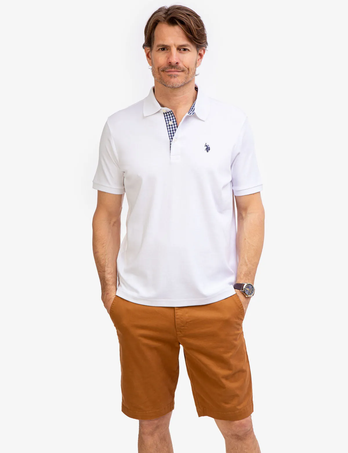 INTERLOCK GINGHAM TRIM POLO SHIRT sold by U.S. Polo Assn.