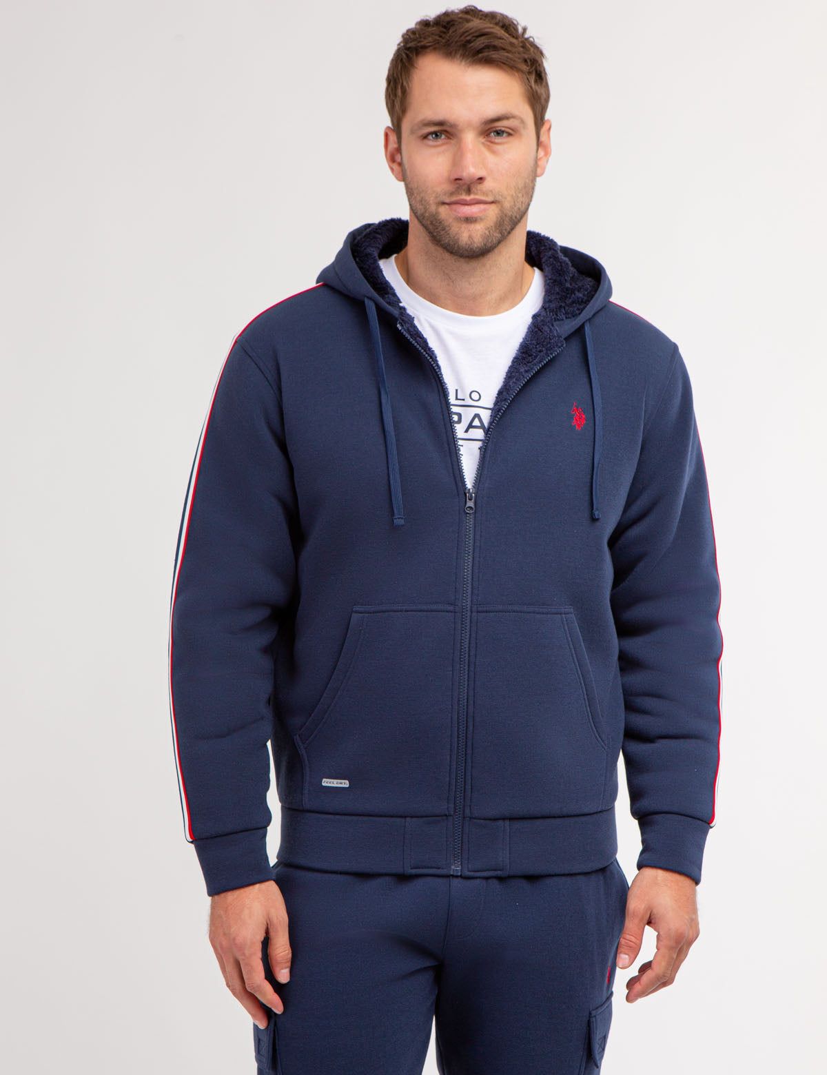 SIGNATURE STRIPE SHERPA HOODIE sold by U.S. Polo Assn.