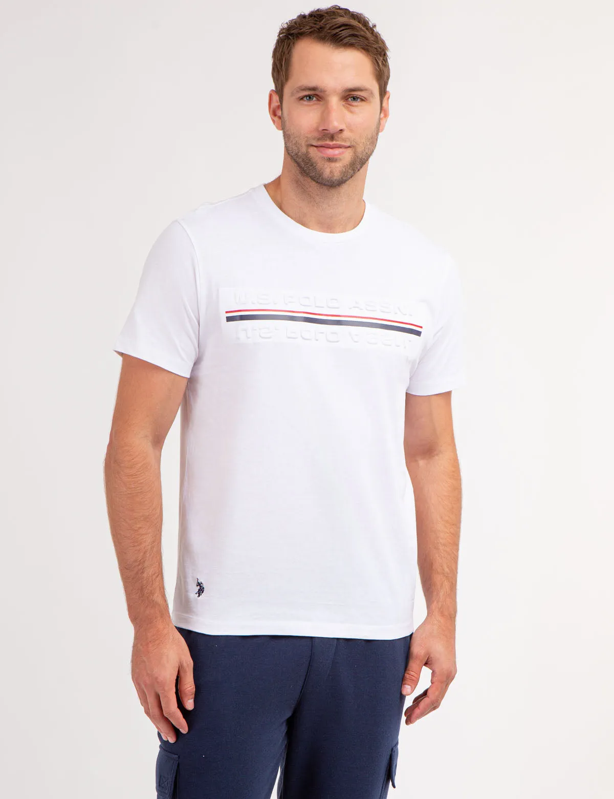 EMBOSSED SIGNATURE STRIPE JERSEY T-SHIRT sold by U.S. Polo Assn.