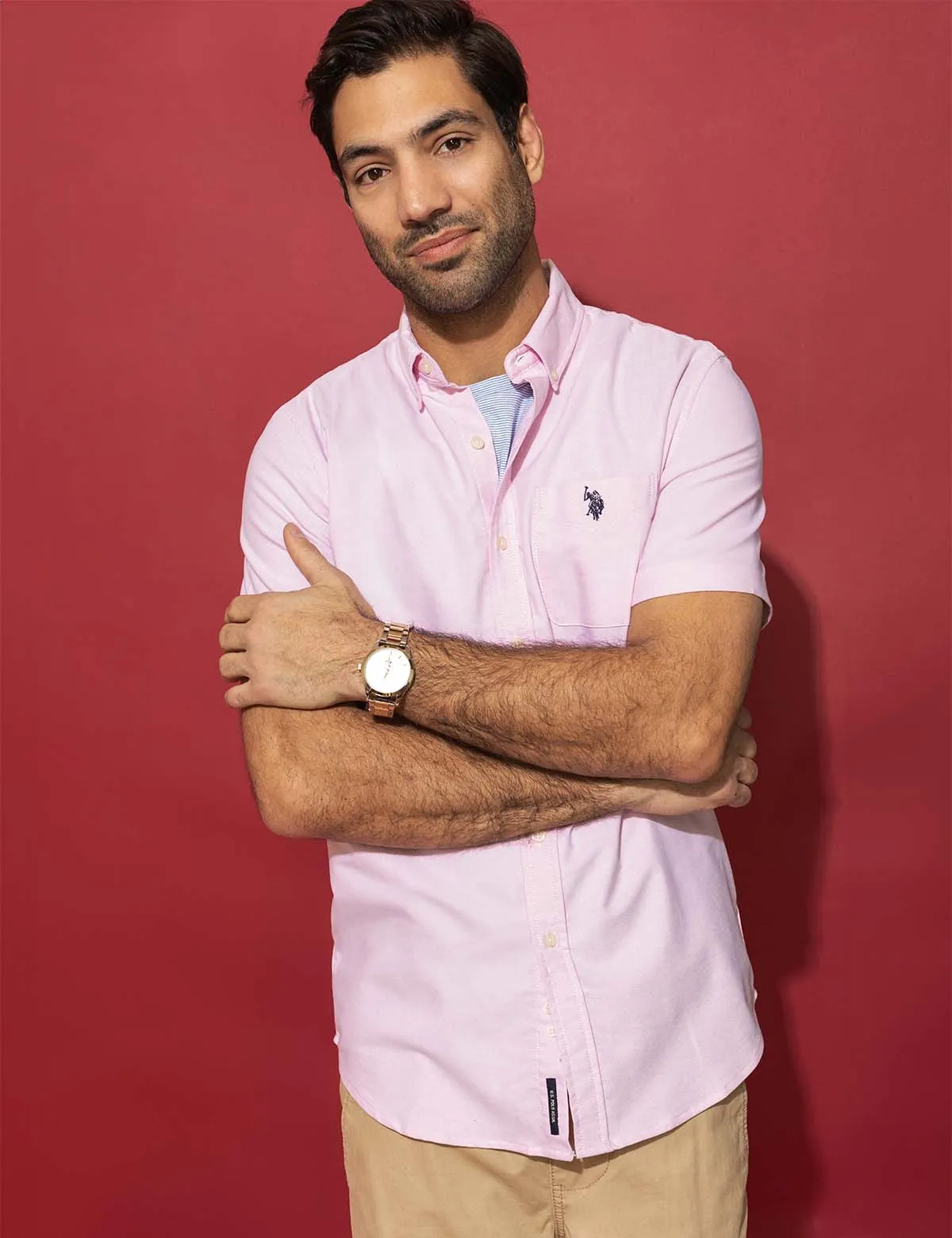 SHORT SLEEVE STRETCH OXFORD SHIRT sold by U.S. Polo Assn.