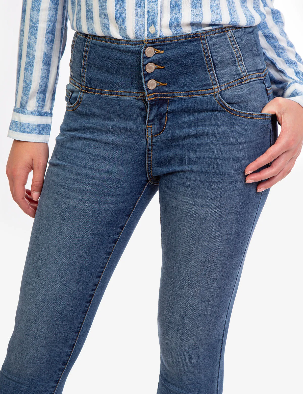 REPREVE® HIGH RISE CORSET DENIM JEGGING sold by U.S. Polo Assn. product image thumbnail 2